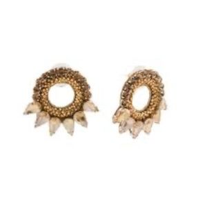 Deepa Gurnani Earrings Valencia Beaded Crystal Gold Earrings NWT